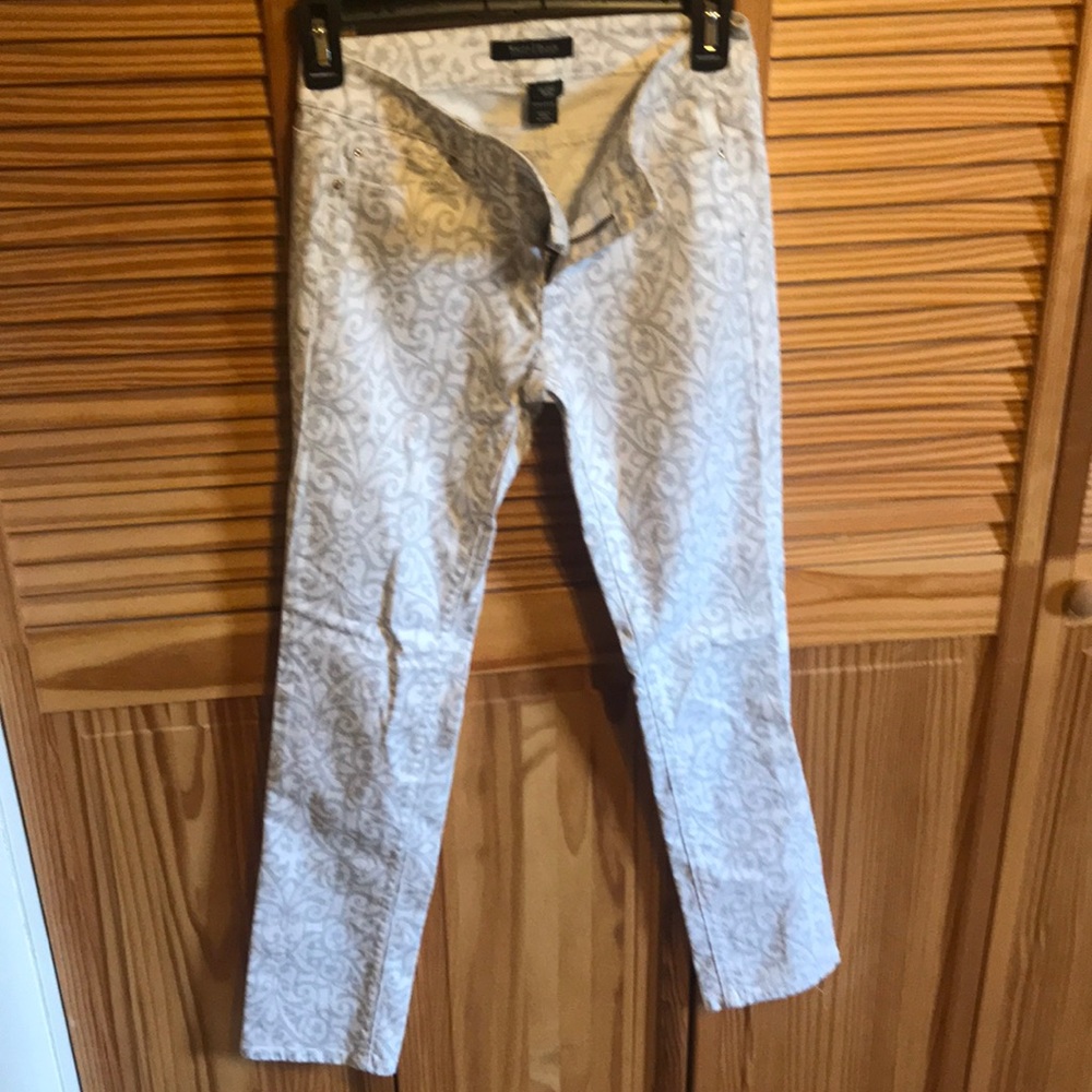 White pants with grey detail